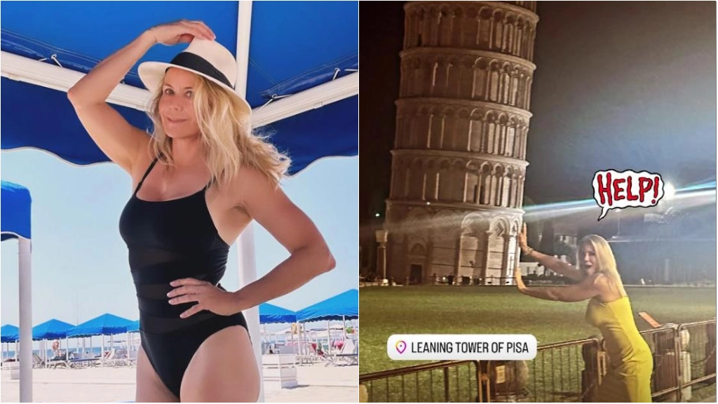 Brooke di Beautiful, vacanze in Toscana: al mare in Versilia, a Pisa foto con la Torre