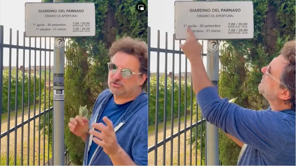 ‘Trova le differenze’, l’ironia di Leonardo Pieraccioni sugli orari del giardino dell'Orticoltura