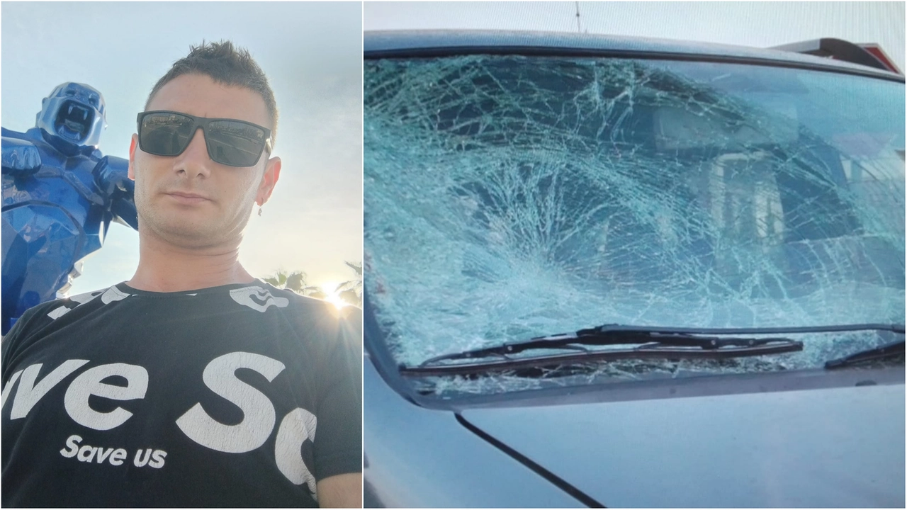 Una foto di Robert Babi, la vittima del tragico indicente. A destra, il vetro distrutto dell'auto Una foto di Robert Babi, la vittima del tragico indicente. A destra, il vetro distrutto dell'auto