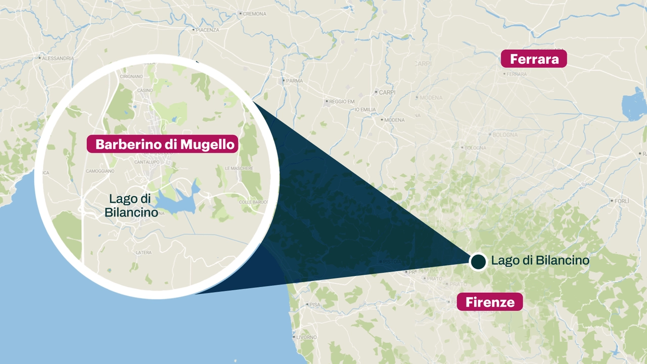 Dove si trova il lago di Bilancino, dove è stato trovato il cadavere della guardia giurata Perissi. Il corpo era sepolto e ricoperto di sangue