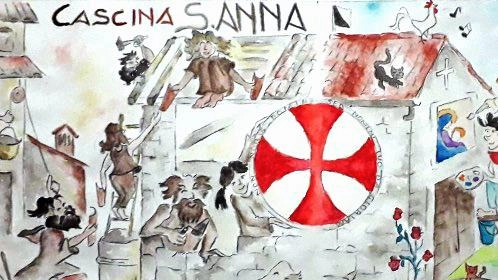 Una dei disegni e loghi. portate in scena dall’Associazione “I ricostruttori“ di Cascina Sant’Anna in Garfagnana foto Borghesi