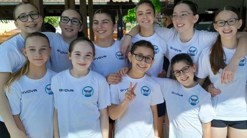 Le atlete della Lunigiana Pattinaggio/Fsp Polizia di Stato