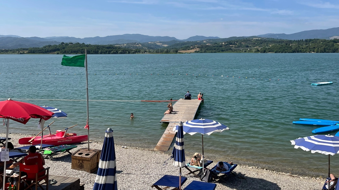 La bandiera verde sventola sulla riva: in questo caso siamo al lago di Bilancino La bandiera verde sventola sulla riva: in questo caso siamo al lago di Bilancino