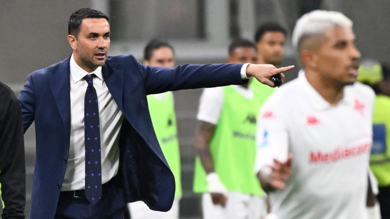 Raffaele Palladino in Milan-Fiorentina (Foto Ansa)