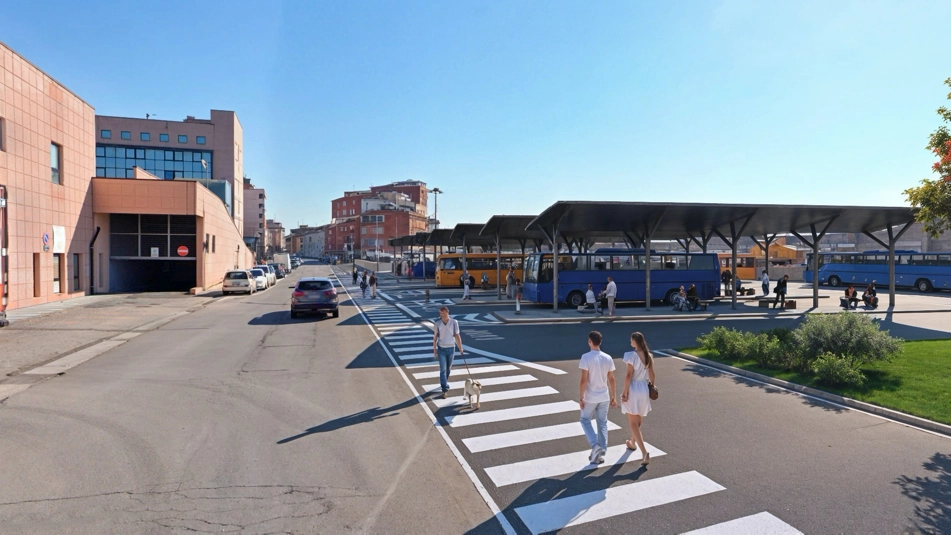 Il progetto del nuovo terminal. Sotto, i cumuli di rifiuti nell’ex consorzio agrario Il progetto del nuovo terminal. Sotto, i cumuli di rifiuti nell’ex consorzio agrario