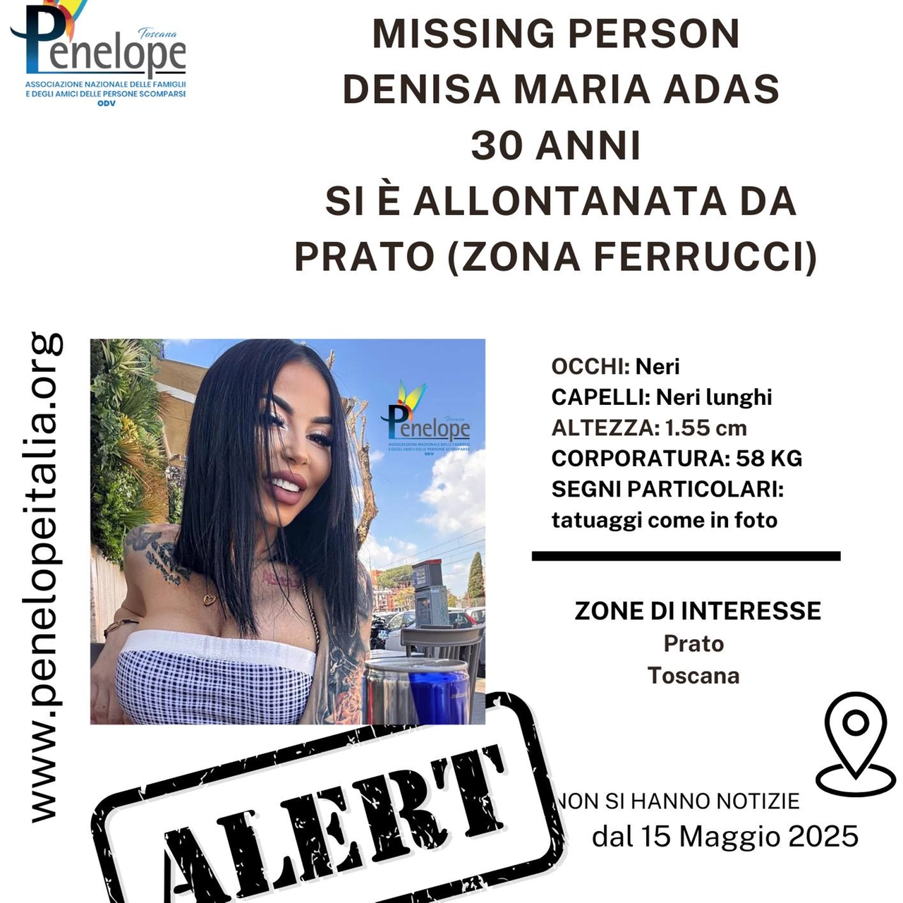 Denisa Maria Adas, il comunicato di Penelope Toscana sulla 30enne scomparsa a Prato