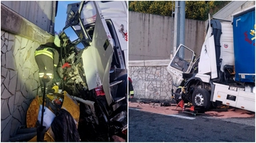 Paura in A1, tir si schianta all’ingresso della galleria: camionista miracolato