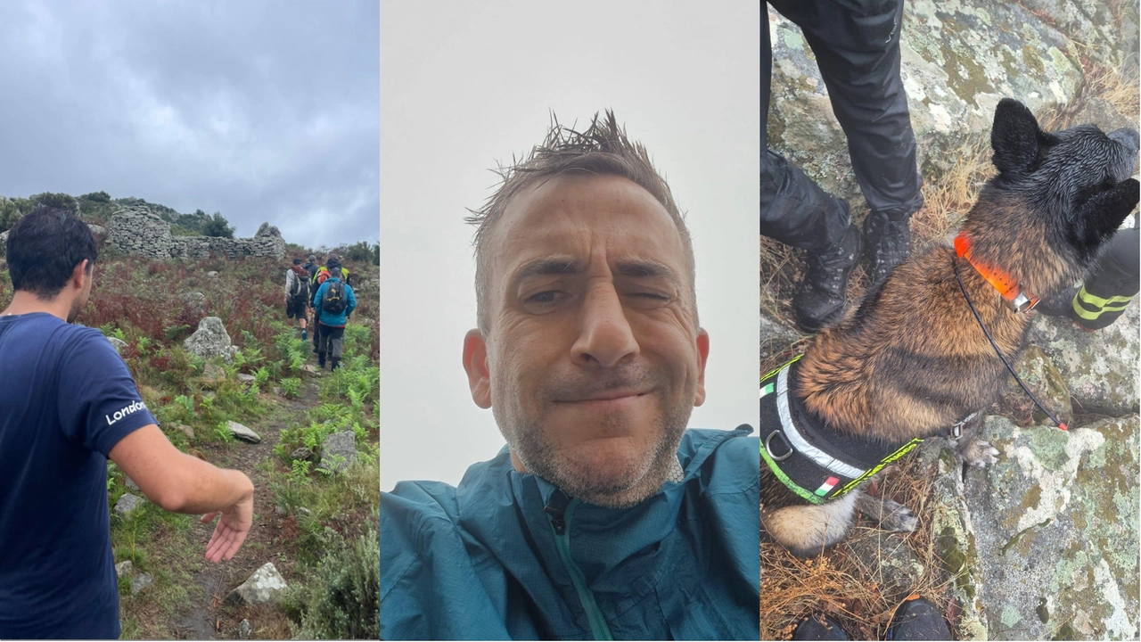 I soccorritori in azione per cercare il disperso. Al centro il camminatore esperto Alessio Gambini