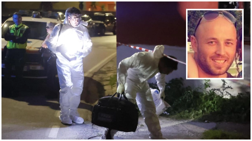 Le indagini della Scientifica nel luogo in cui il 37enne di origini albanesi è stato ucciso. Nel riquadro la vittima Le indagini della Scientifica nel luogo in cui il 37enne di origini albanesi è stato ucciso. Nel riquadro la vittima