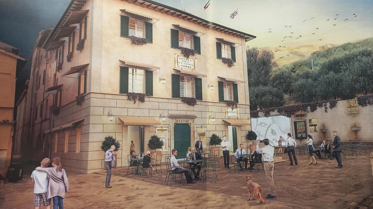 Il render del progetto «Hotel del Teatro» con lo spazio espositivo immaginato sotto il Giardino della Lumaca. In basso l’architetto Tiziano Lera (a sinistra) e l’ingegner Andrea Quiriconi, che hanno realizzato il progetto nel 2020 Il render del progetto «Hotel del Teatro» con lo spazio espositivo immaginato sotto il Giardino della Lumaca. In basso l’architetto Tiziano Lera (a sinistra) e l’ingegner Andrea Quiriconi, che hanno realizzato il progetto nel 2020