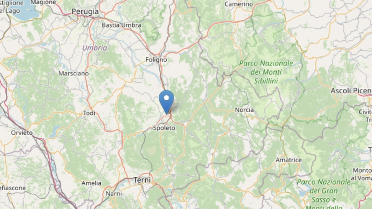 L'epicentro del terremoto in Umbria, a Spoleto. Si è trattato di un sisma di 3.6 gradi Richter L'epicentro del terremoto in Umbria, a Spoleto. Si è trattato di un sisma di 3.6 gradi Richter