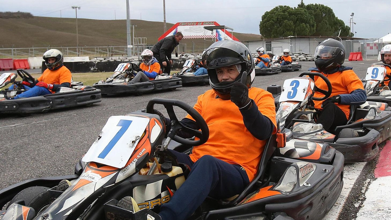Un momento della gara dei go kart a Casetta (foto a fianco) e, in alto, da sinistra Tittia, Gingillo e Scompiglio Un momento della gara dei go kart a Casetta (foto a fianco) e, in alto, da sinistra Tittia, Gingillo e Scompiglio