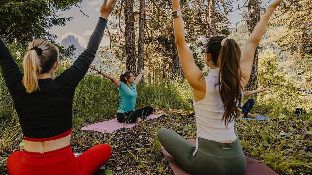 Una lezione di yoga nel bosco Una lezione di yoga nel bosco