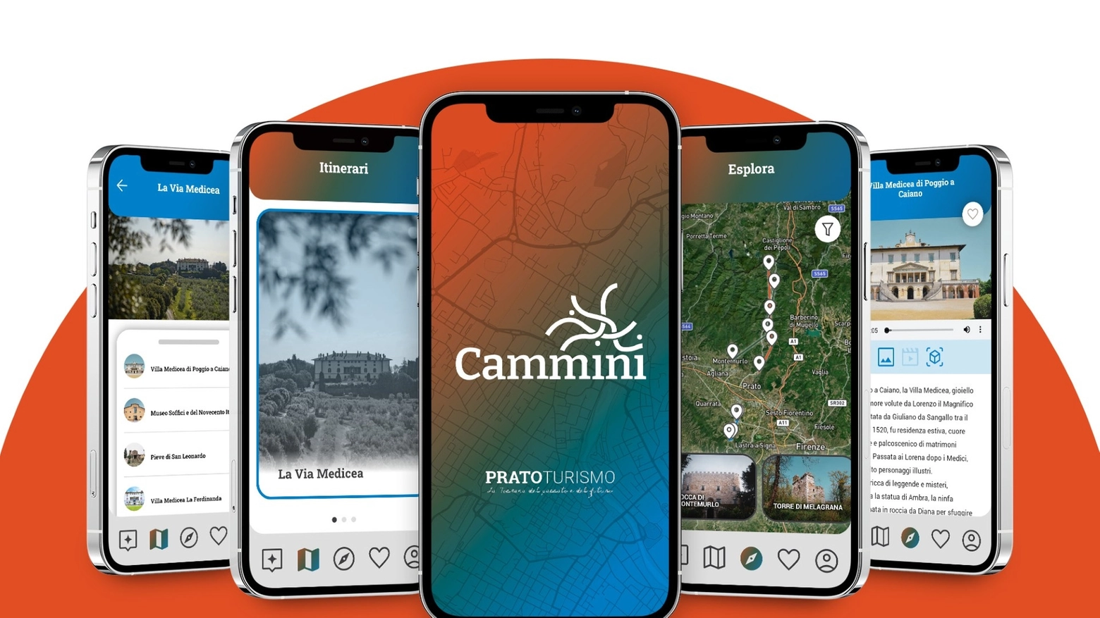 L'App "Cammini" è stata realizzata su incarico dell'Assessorato al Turismo del comune di Prato dalla società "Space S.p.A", grazia a un finanziamento dalla Regione Toscana