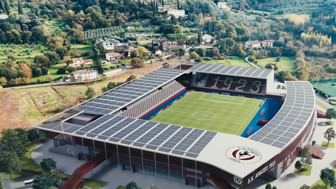 Il rendering definitivo del progetto per il rifacimento dello stadio Comunale Il rendering definitivo del progetto per il rifacimento dello stadio Comunale