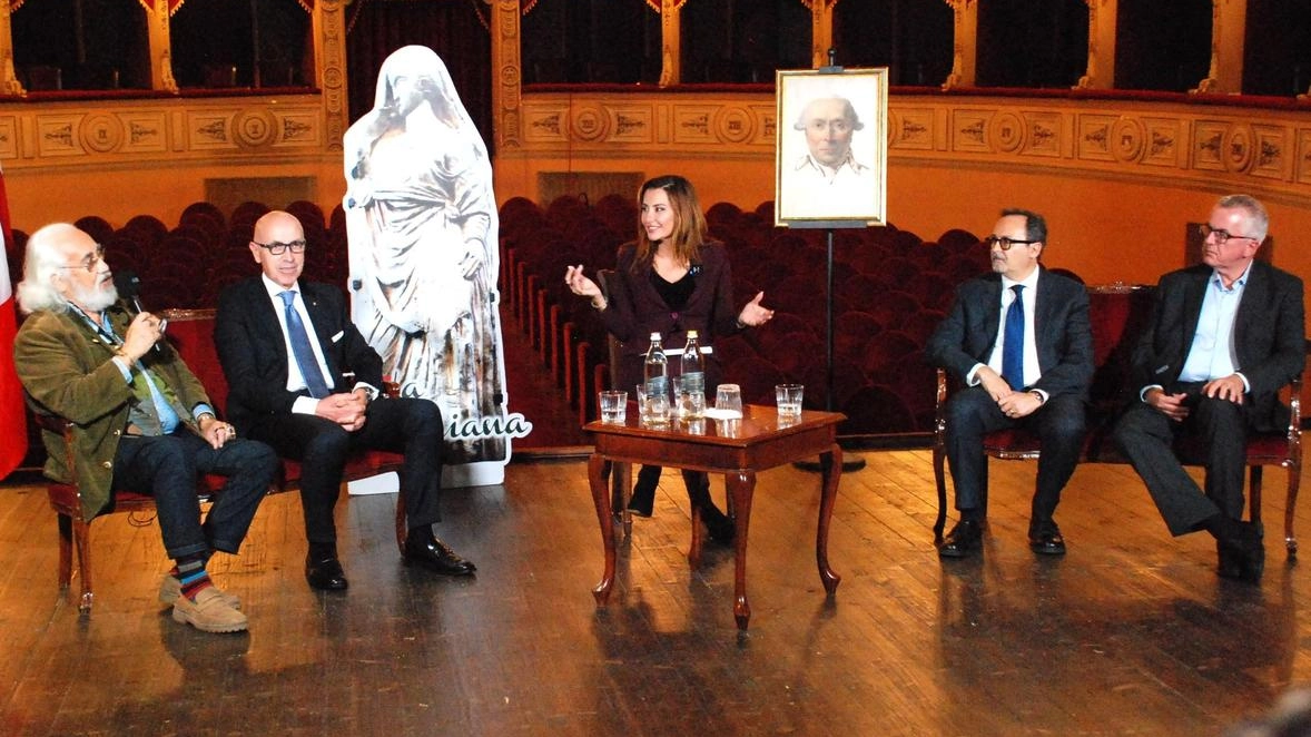 . Un momento della trasmissione girata al Guglielmi. Da sinistra: l’architetto Tiziano Lera, il presidente di Evam Massimo Gelati, Carlotta Romualdi, il sindaco Francesco Persiani e Tiziano Ciucci della Monasterio . Un momento della trasmissione girata al Guglielmi. Da sinistra: l’architetto Tiziano Lera, il presidente di Evam Massimo Gelati, Carlotta Romualdi, il sindaco Francesco Persiani e Tiziano Ciucci della Monasterio