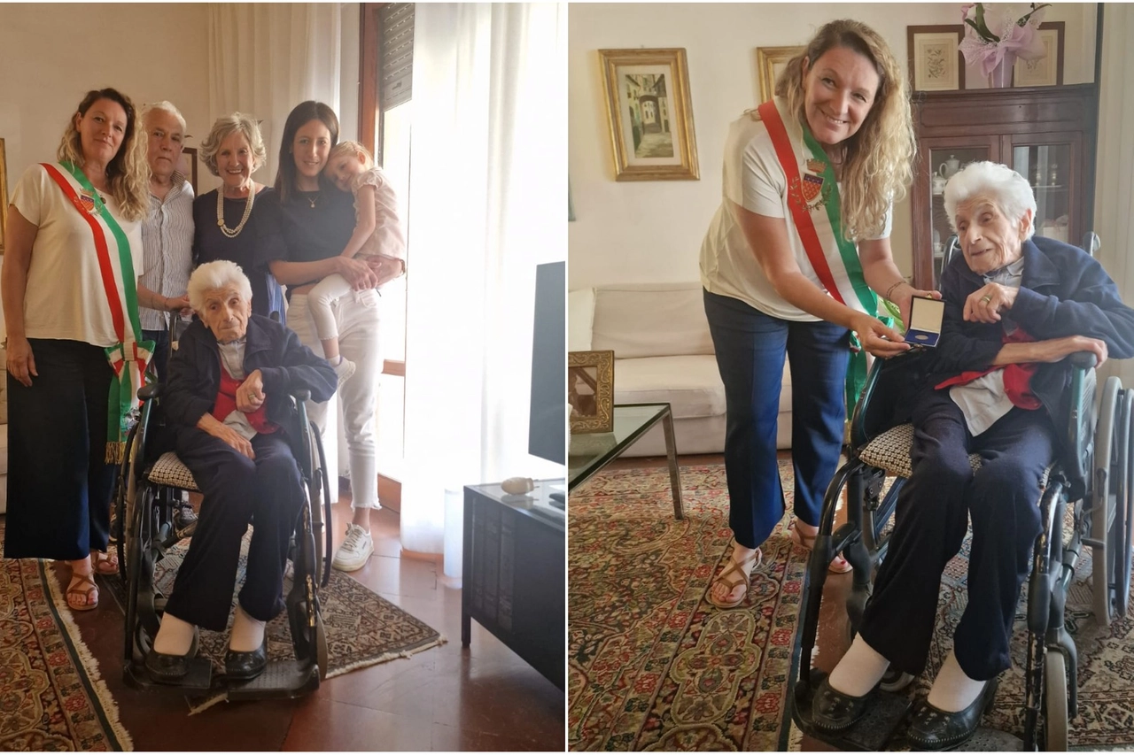 Irma Arselli con i familiari e la sindaca Bugetti