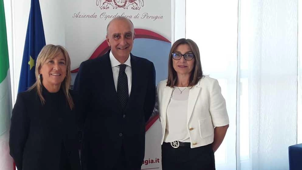 Le due nuove manager dell’azienda ospedaliera Innocenti e Carosati con il direttore generale D’Urso