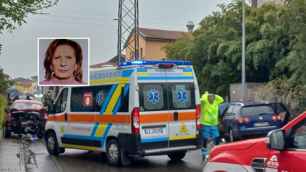 A sinistra la Picanto rossa dove si trovava Lina Colella (nel riquadro), la vittima 74enne. A destra la Passat sulla quale viaggiavano quattro persone rimaste ferite