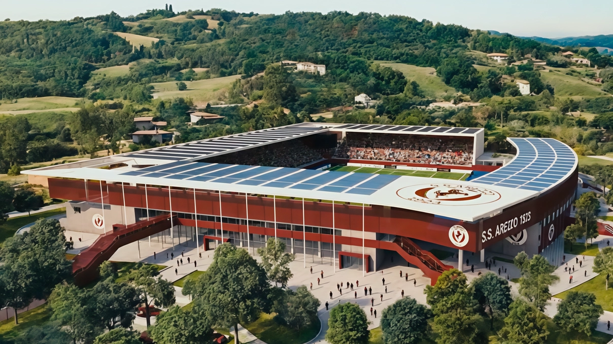 Il rendering dello stadio Comunale Il rendering dello stadio Comunale