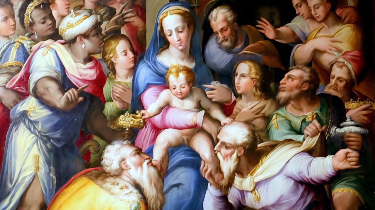 Un. particolare dell’Adorazione dei Magi, uno dei capolavori protagonisti della grande mostra dedicata a Vasari Un. particolare dell’Adorazione dei Magi, uno dei capolavori protagonisti della grande mostra dedicata a Vasari