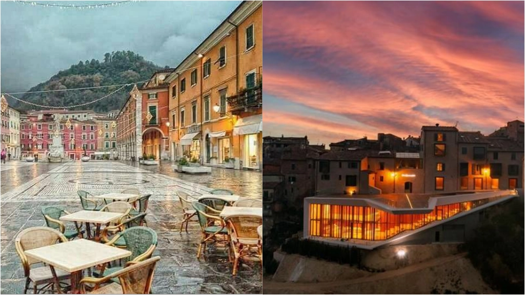 Una veduta di Carrara e di Peccioli Una veduta di Carrara e di Peccioli