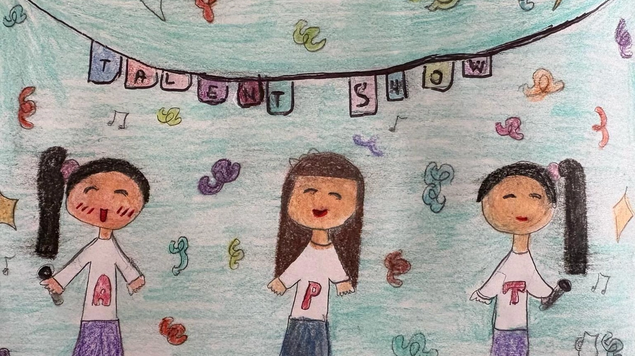 LA VIGNETTA Gli alunni impegnati sul palcoscenico nel talent organizzato a scuola