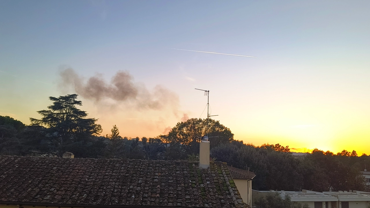 Un incendio in autostrada causa una colonna di fumo visibile da vari punti della città Un incendio in autostrada causa una colonna di fumo visibile da vari punti della città