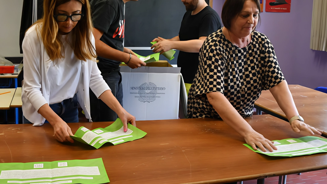 Lo spoglio delle schede dei referendum in uno dei seggi di Massa (foto di Paola Nizza) Lo spoglio delle schede dei referendum in uno dei seggi di Massa (foto di Paola Nizza)