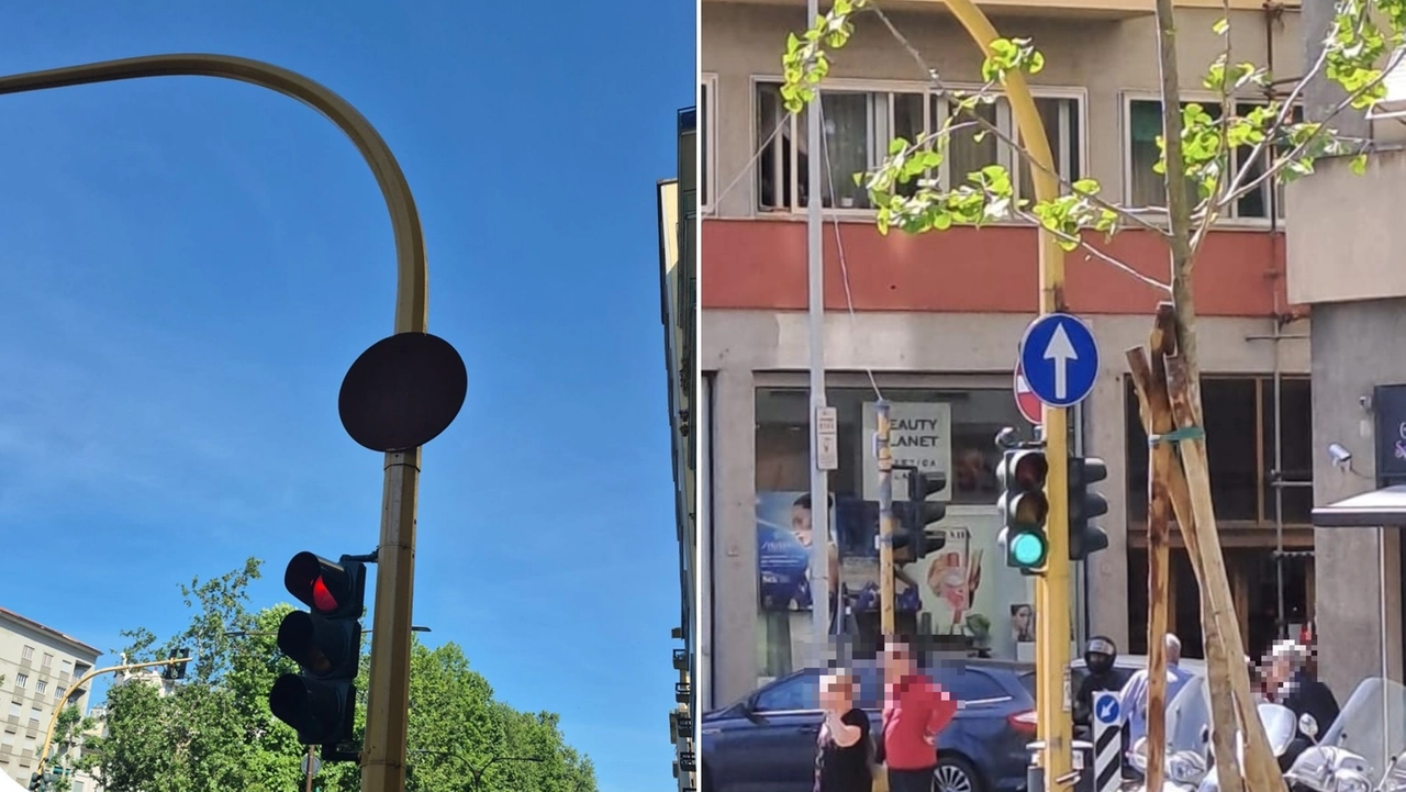 A sinistra il cartello fotografato nella giornata di giovedì 29 maggio; a destra dopo la sostituzione di venerdì 30 A sinistra il cartello fotografato nella giornata di giovedì 29 maggio; a destra dopo la sostituzione di venerdì 30