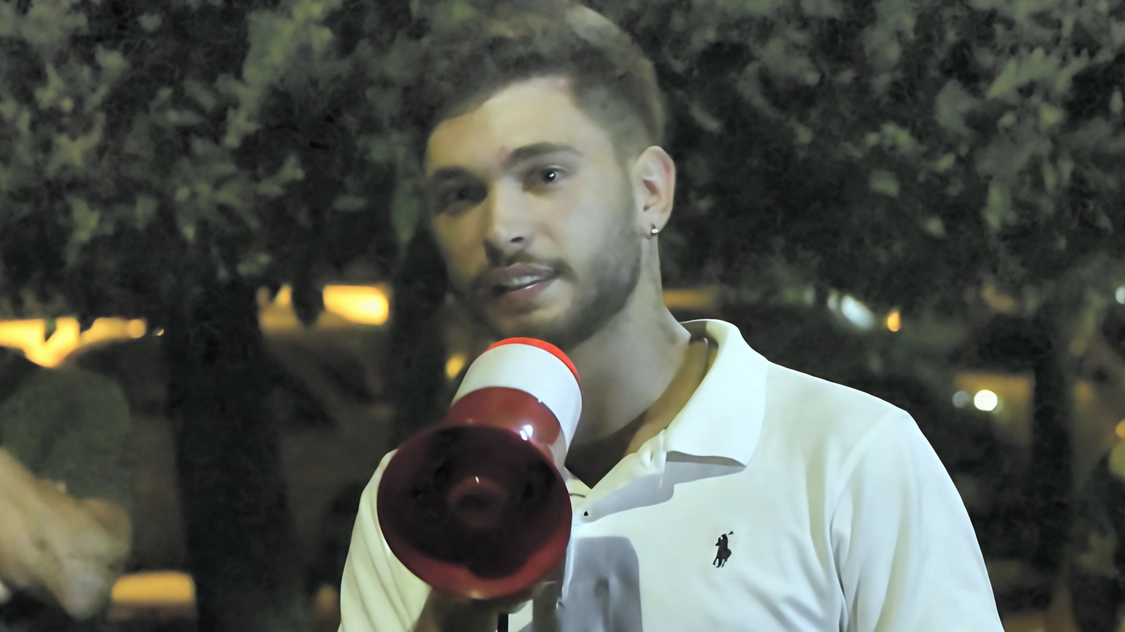 Leonardo Pistoia durante una “camminata per la legalità“