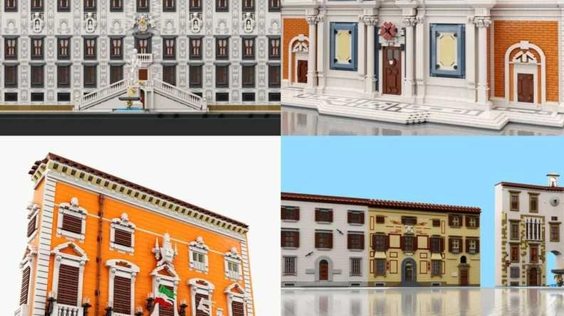 Un collage di foto dei modellini Lego che riproducono piazza dei Cavalieri, l’opera sarà inaugurata domenica Un collage di foto dei modellini Lego che riproducono piazza dei Cavalieri, l’opera sarà inaugurata domenica