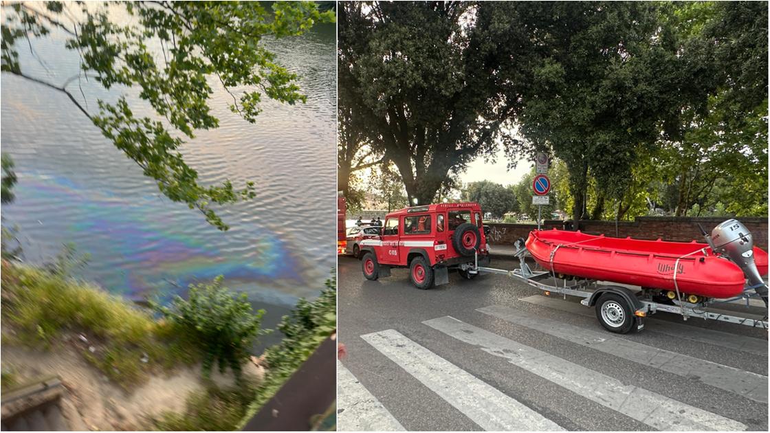 chiazza di idrocarburi in arno a firenze task force per contenere lo sversamento