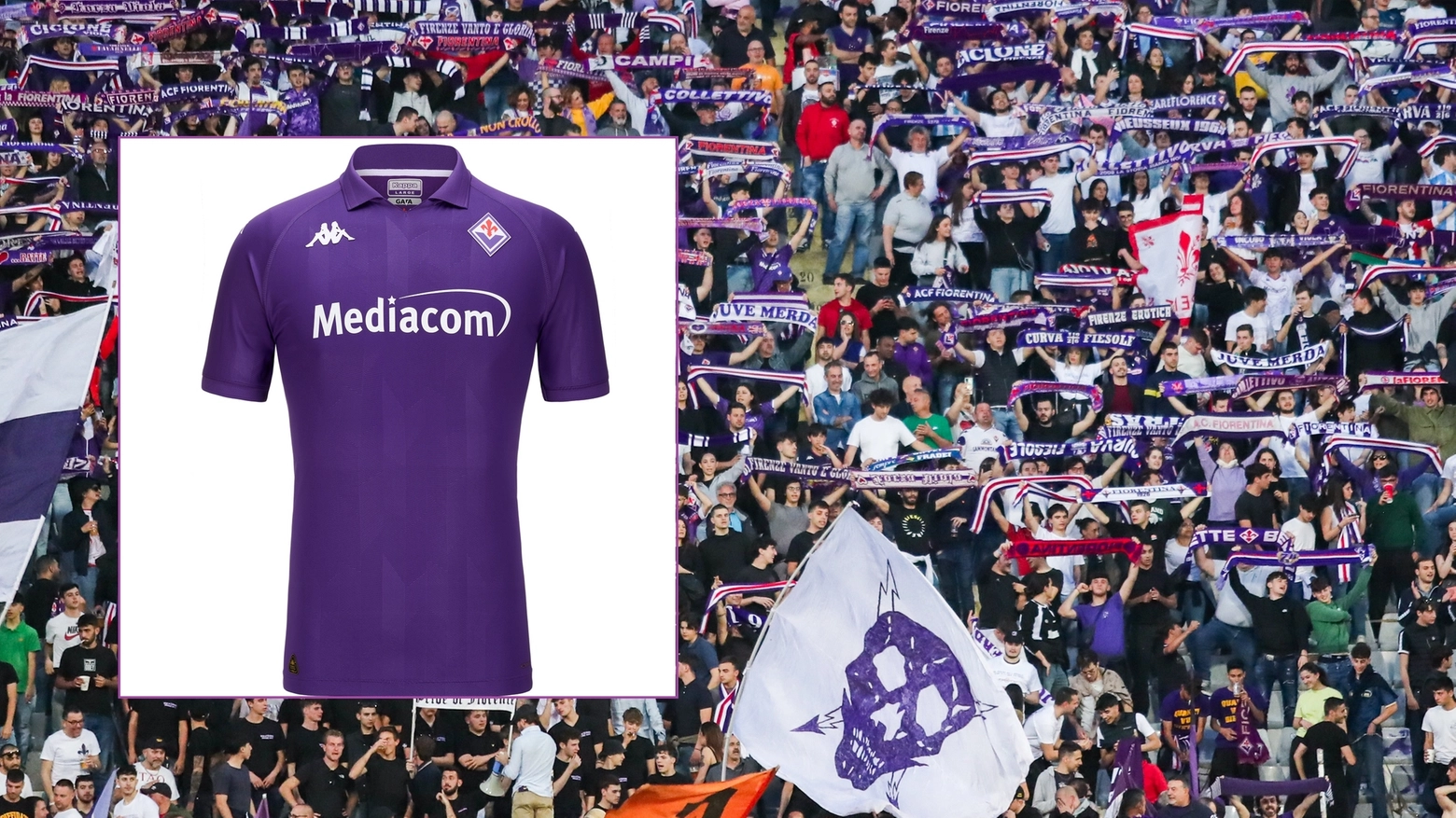 Per la prossima stagione. Nel colletto i 13 gigli: 12 in omaggio al dodicesimo uomo, uno di colore diverso per Davide Astori