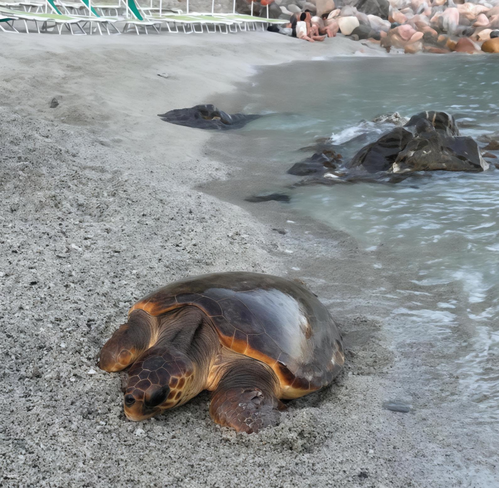 Una Caretta caretta a Monterosso. Il Parco rafforza il monitoraggio