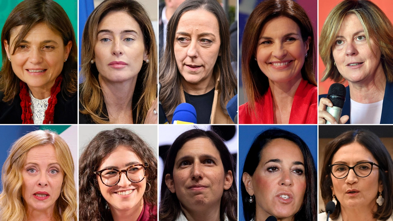 Le donne finite siul sito Phica.eu. Debora Serracchiani, Maria Elena Boschi, Sara Funaro, Alessandra Moretti e Beatrice Lorenzin; in basso da sinistra: seconda fila, da sx Giorgia Meloni, Valeria Campagna, Elly Schlein, Licia Ronzulli e Mariastella Gelmin