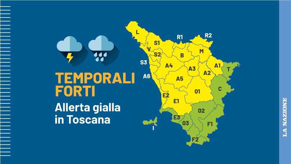 Temporali forti, allerta gialla in Toscana