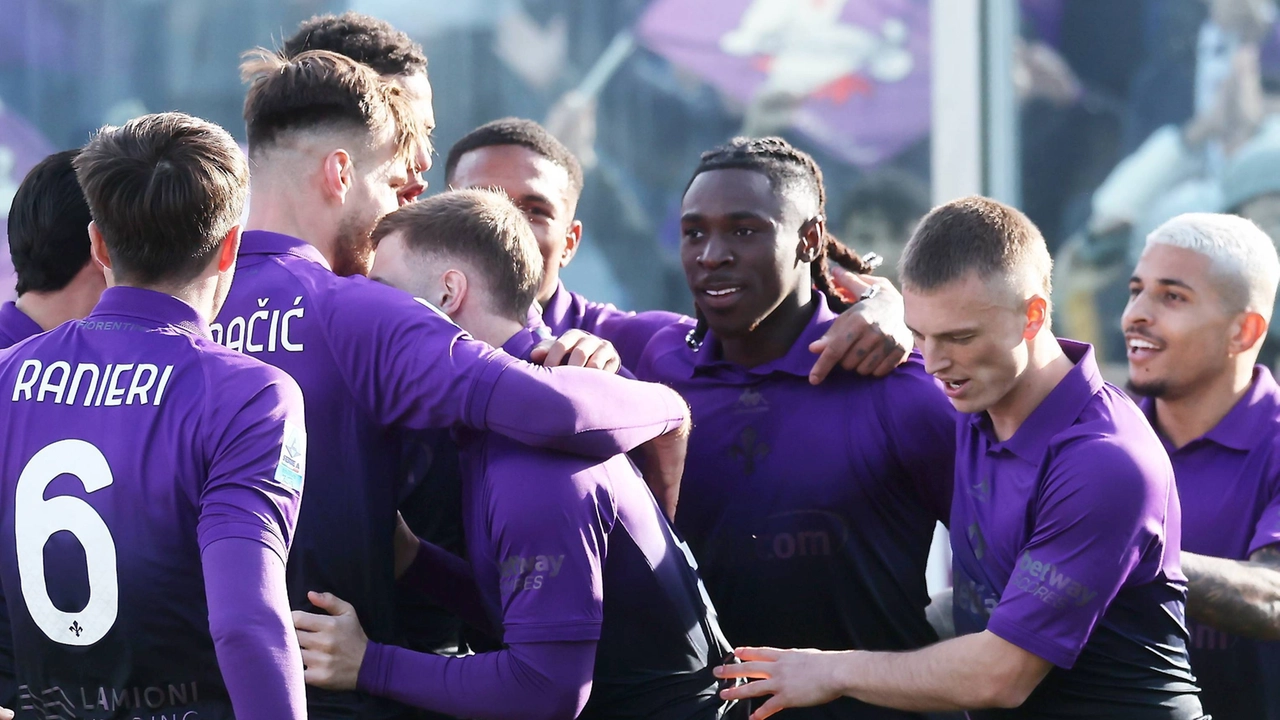 Esultanza viola dopo il gol di Kean (foto Germogli) Esultanza viola dopo il gol di Kean (foto Germogli)