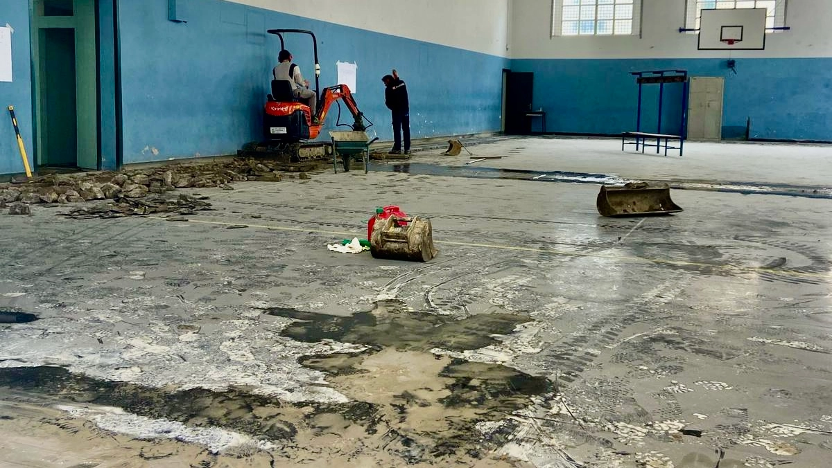 I lavori in corso alla palestra Marconcini