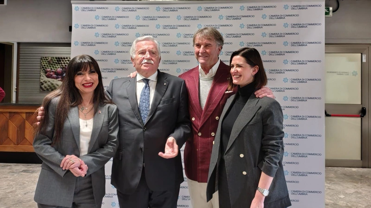 Stefania Proietti, Giorgio Mencaroni, Brunello Cucinelli e Vittoria Ferdinandi Stefania Proietti, Giorgio Mencaroni, Brunello Cucinelli e Vittoria Ferdinandi