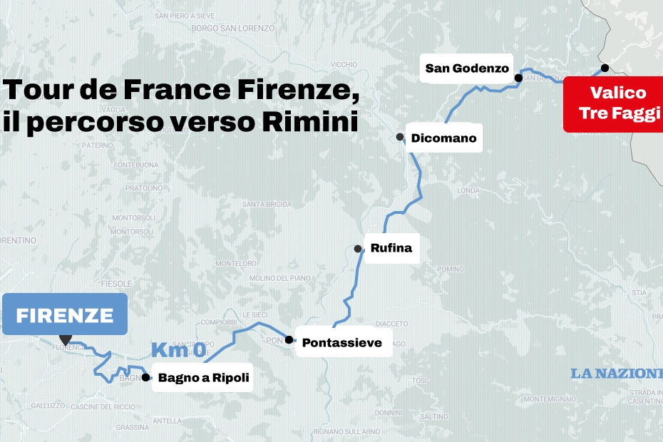 Tour de France Firenze, il percorso verso Rimini