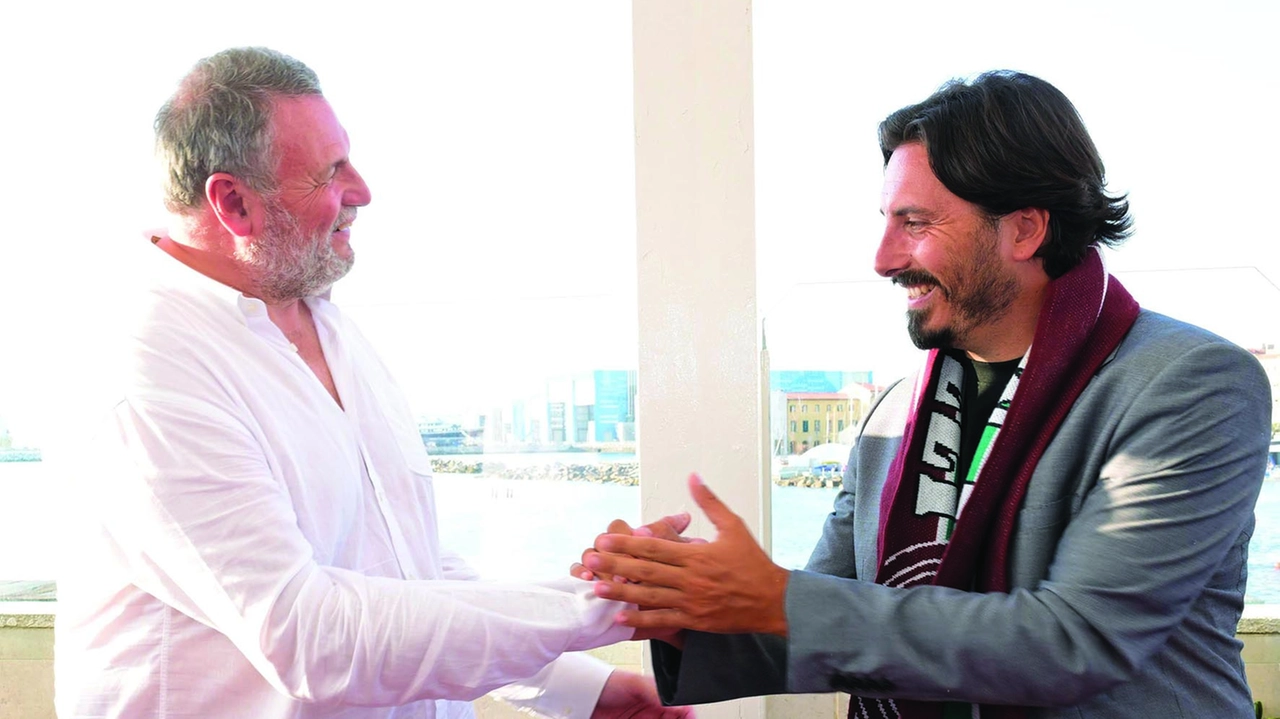Il presidente del Livorno Joel Esciua insieme al tecnico Alessandro Formisano