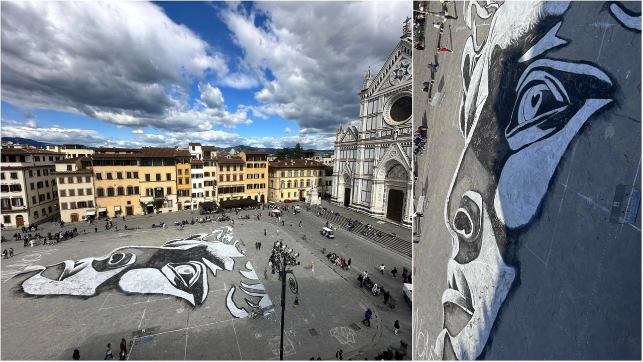 Il volto di Michelangelo in piazza Santa Croce