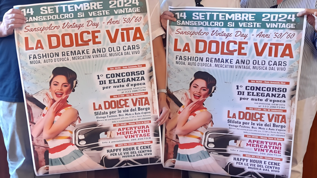 A Sansepolcro si tiene "La Dolce Vita-Vintage Day", evento organizzato da Claudio Pannilunghi, Valerio Mercati e Maurizio Bernardini per rivivere gli anni '50 e '60 con auto d'epoca, mercatini vintage e musica dal vivo. Programma ricco con Concorso di Eleganza e festa vintage in città. A Sansepolcro si tiene "La Dolce Vita-Vintage Day", evento organizzato da Claudio Pannilunghi, Valerio Mercati e Maurizio Bernardini per rivivere gli anni '50 e '60 con auto d'epoca, mercatini vintage e musica dal vivo. Programma ricco con Concorso di Eleganza e festa vintage in città.
