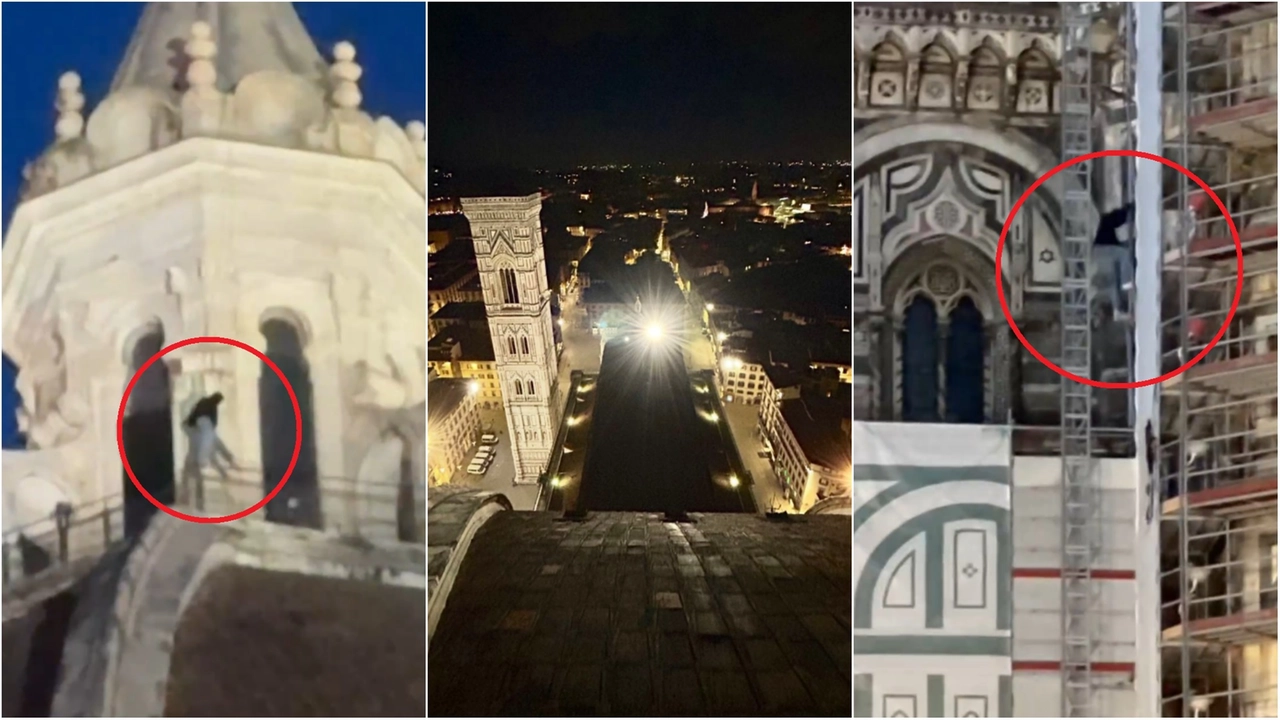 Dedelate, nickname su Instagram del noto scalatore di 17 anni, si è arrampicato sulla cupola del Duomo di Firenze