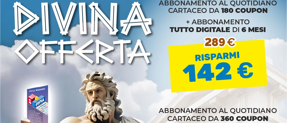 La divina offerta de La Nazione, abbonamento al quotidiano cartaceo e al digitale con super sconto