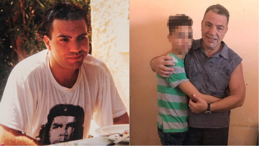 Simone Pini vent’anni fa e, a destra, oggi, con il figlio Simone Pini vent’anni fa e, a destra, oggi, con il figlio