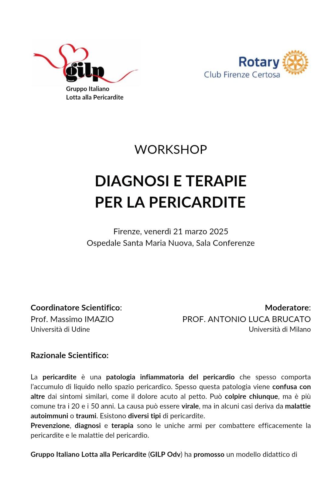 pericardite sotto i riflettori rotary firenze certosa e gilp uniscono le forze da Lanazione.it pericardite sotto i riflettori rotary firenze certosa e gilp uniscono le forze