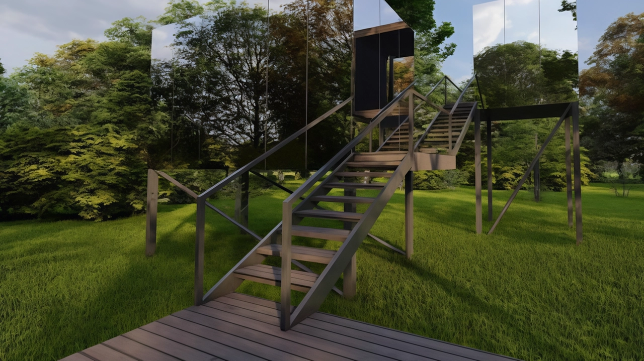 Il rendering delle nuove strutture di accoglienza nel bosco di ‘Spino Fiorito’