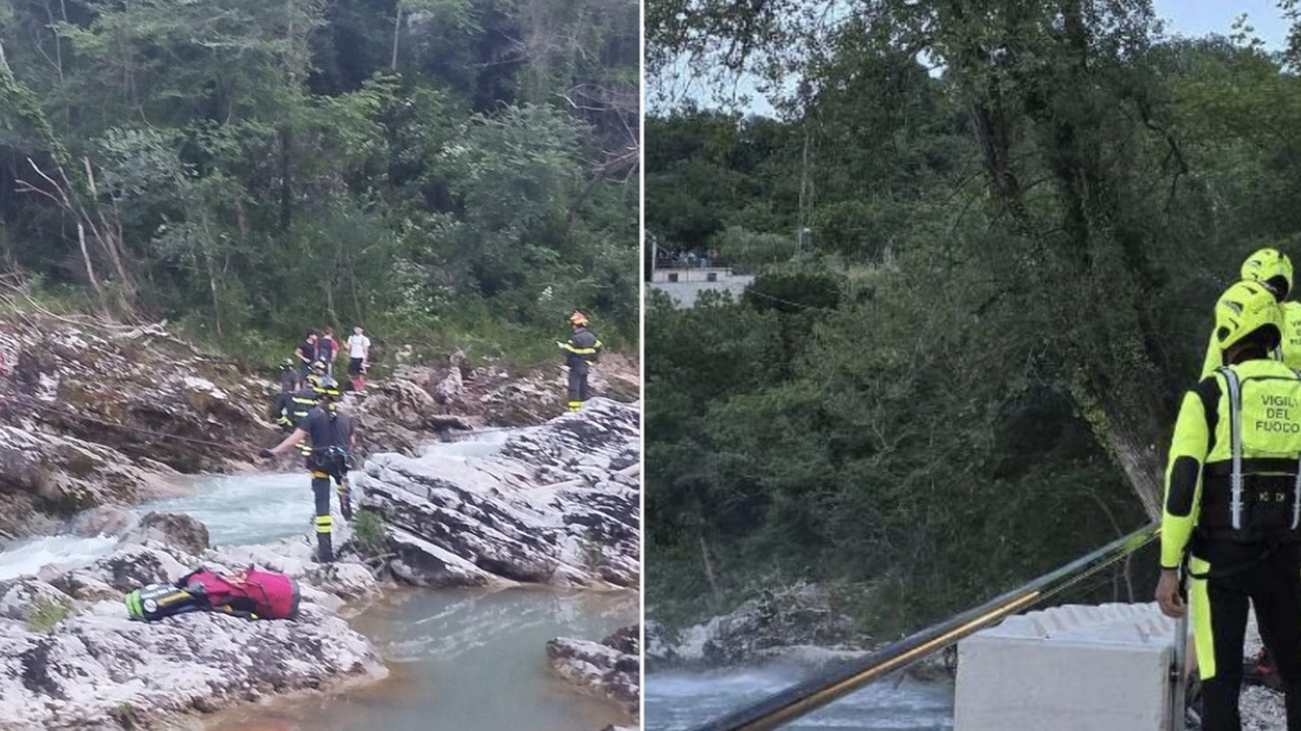Vigili del fuoco sul fiume Metauro portano in salvo cinque ragazzi Vigili del fuoco sul fiume Metauro portano in salvo cinque ragazzi